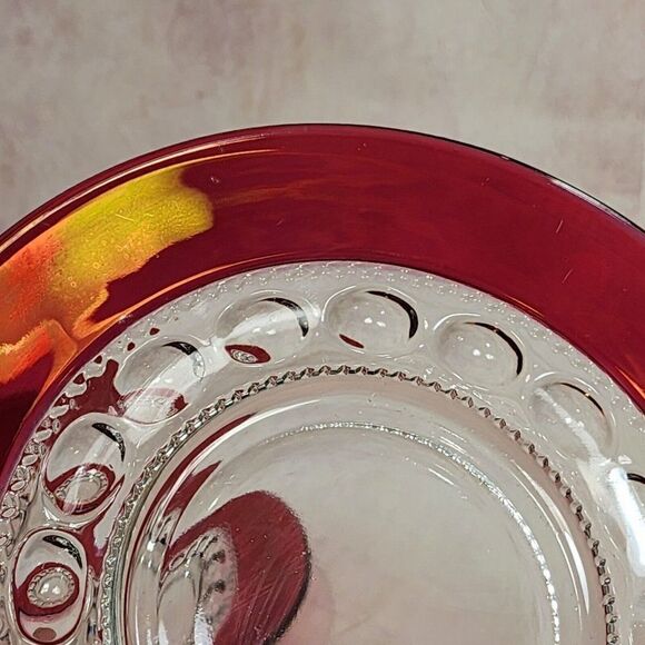 2 King's Crown 8.25" D Cranberry  Flashed Plates by Tiffin-Franciscan - Picture 5 of 6